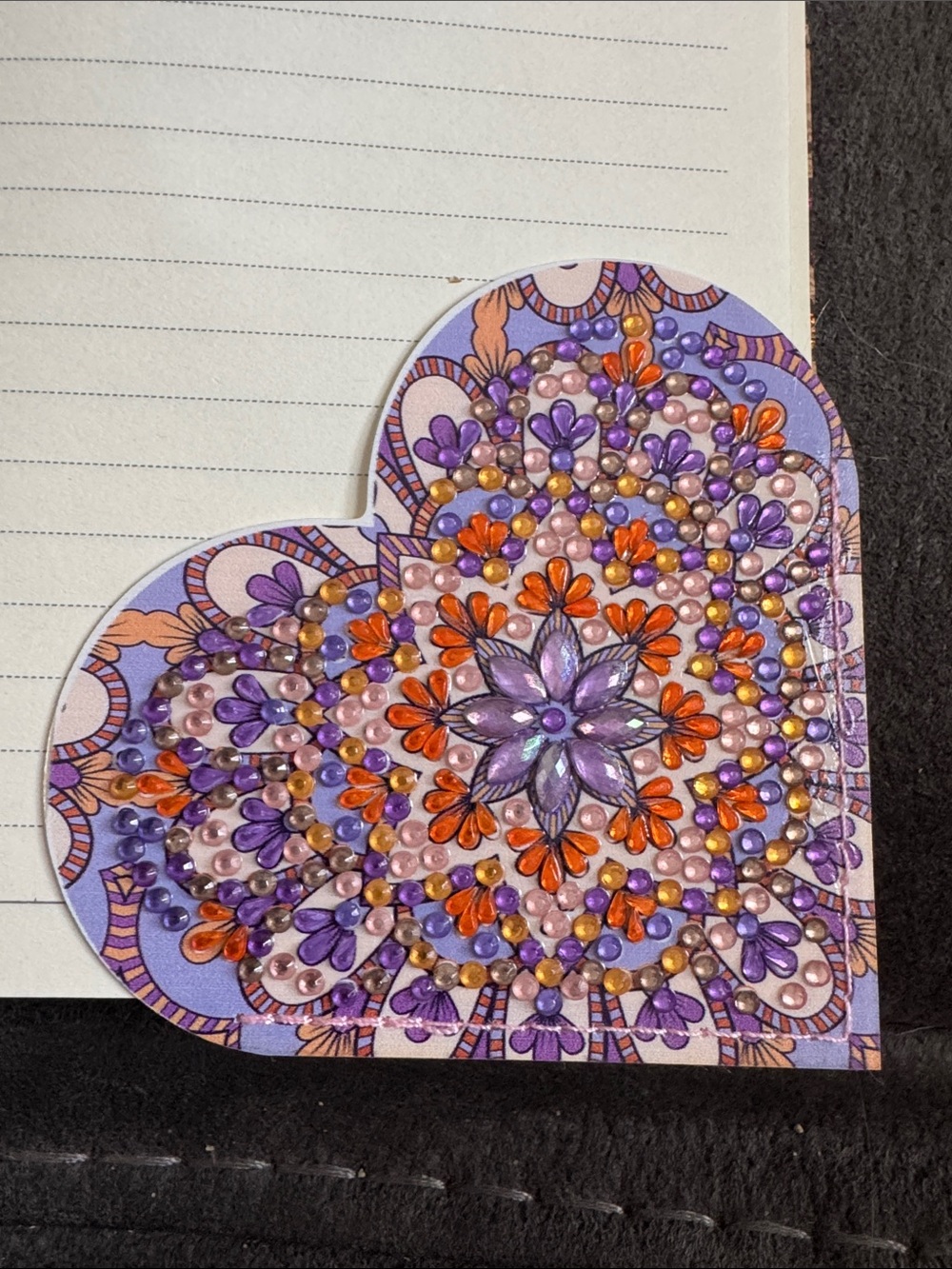 Heart-Shaped Purple & Orange Beaded Mandala Sticker